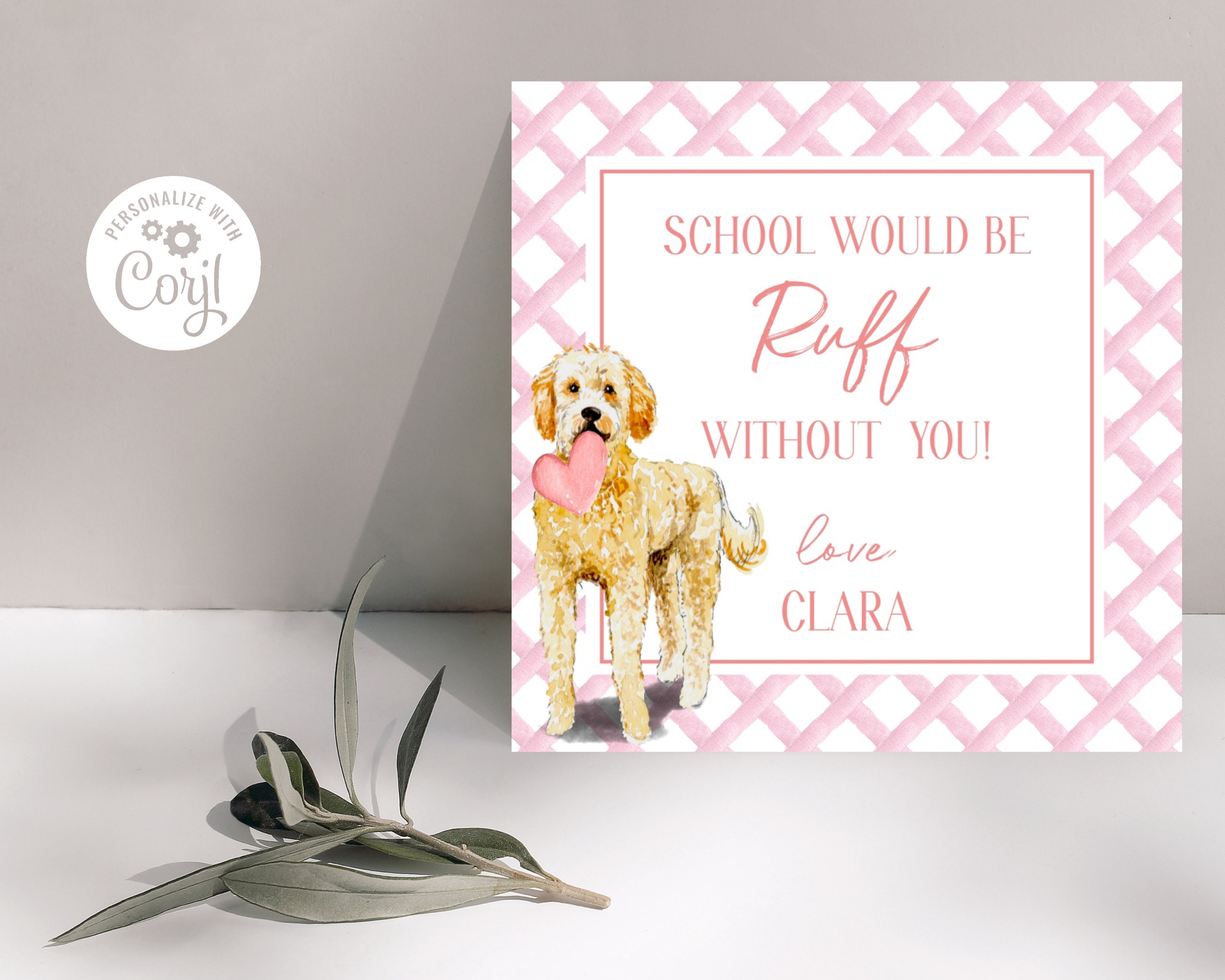 Its Ruff Without You School Would Be Ruff Without You Valentine Tag Template, Girls Class ...