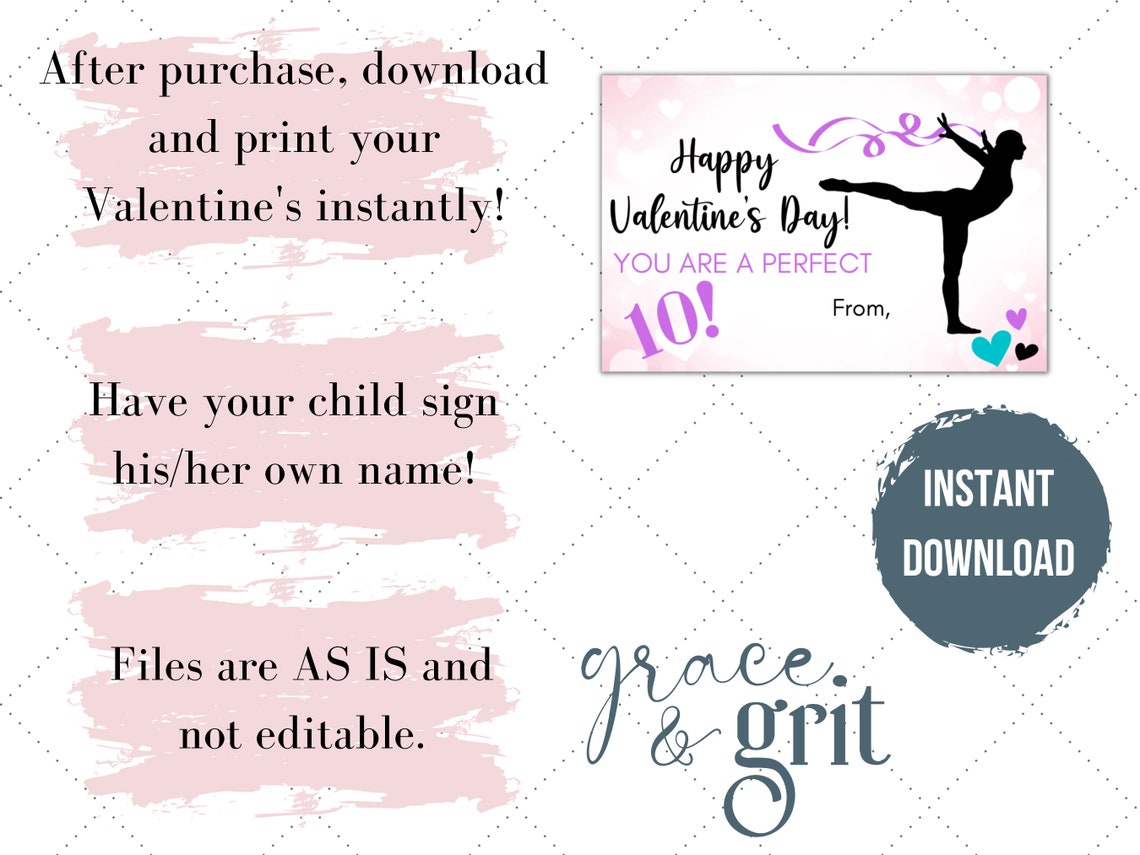 Gymnastics Valentine Cards for Kids School Classroom / Digital ...