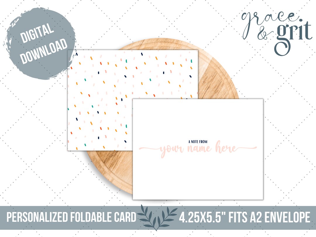 Personalized Notecards / Digital Download Cards / Your Name Here Card