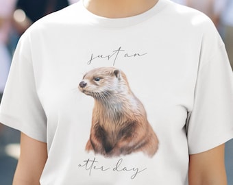 Sólo una camisa de nutria, camisa unisex para adultos, camisa con estampado animal, cuello redondo de nutria acogedor, camisa de animales lindos, camisa de nutria suave, camisa amante de los animales