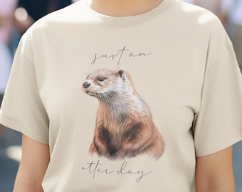 Sólo una camisa de nutria, camisa unisex para adultos, camisa con estampado animal, cuello redondo de nutria acogedor, camisa de animales lindos, camisa de nutria suave, camisa amante de los animales