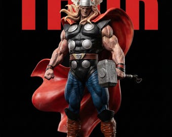 Statue en résine Thor 8K - Figurine de style série animée peinte à la main