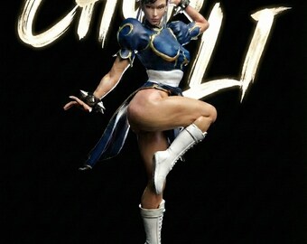 Statue Street Fighter Chun-Li en résine – Figurine d'arcade 8 carats peinte à la main