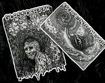 Creepy Gothic Glossy Stickers: Rotting Figure & Snail Void - Duo