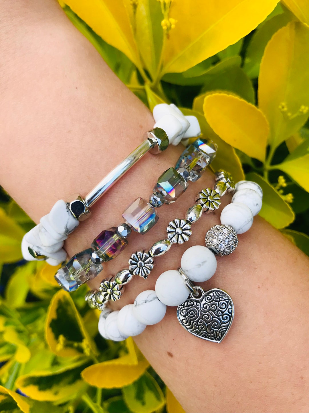 Howlite Natural Stone Bracelets for Women Gifts for Mom Etsy