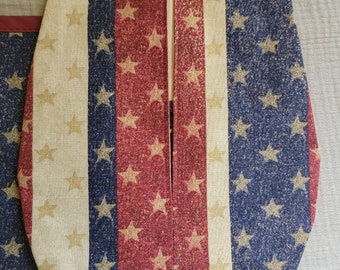 Patriotic Metallic Stars and Stripes, Red White and Blue Tie-On Historical Pocket, 18th or 19th Century, Costume Accessory