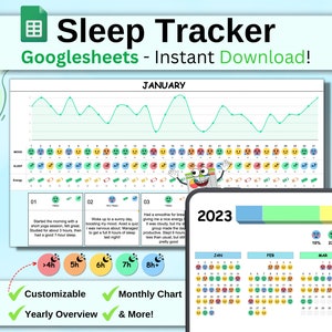 Sleep Tracker Spreadsheet, Google Sheets Template, Mood Tracker, Daily Sleep Tracker,  Digital Sleep Tracker, Sleep Log, Sleep Journal, ADHD