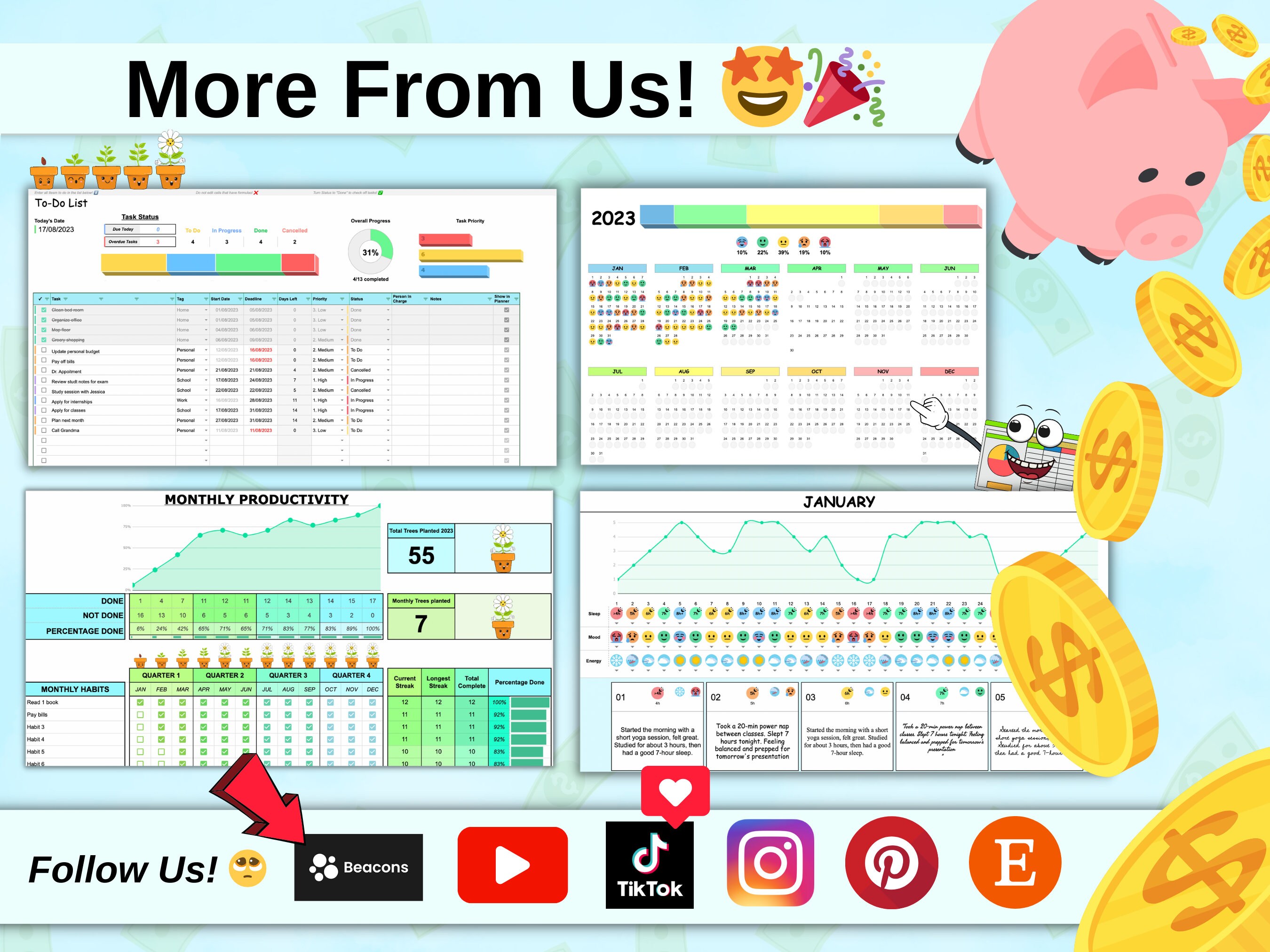 Google Sheets Monthly Budget Template: Financial Planner (digital ...