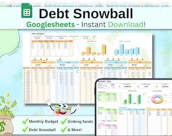 Verschuldung Schneeball Google Sheets Vorlage: Monatliches Budget, Ausgaben Tracker (PDF-Download)
