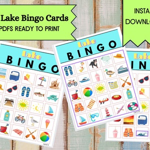 Imprimables de bingo de camping.  Cartes de bingo imprimables. Jeu de camping familial. Jeu de réunion de famille. Conception de camping. Fête d'anniversaire en camping.