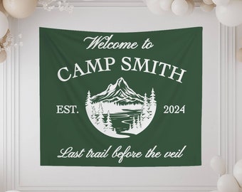 Personalized Camp Bachelorette Banner - Custom Last Trail Before the Veil Photo Backdrop Tapestry