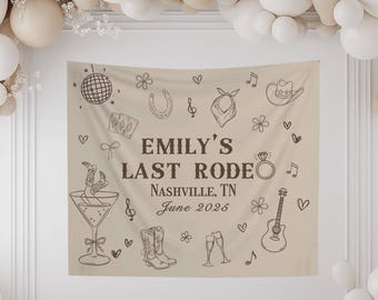 Custom Last Rodeo Bachelorette Banner - Personalized Themed Photo Backdrop Tapestry
