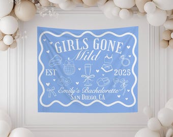 Girls Gone Mild Bachelorette Custom Tapestry Personalized Bachelorette Banner Sleepover Bachelorette Backdrop Bridal Shower Decor