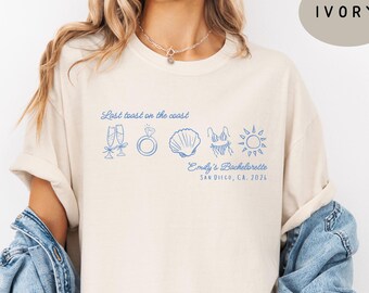 Custom Bachelorette Party Shirts: Last Toast on the Coast Theme