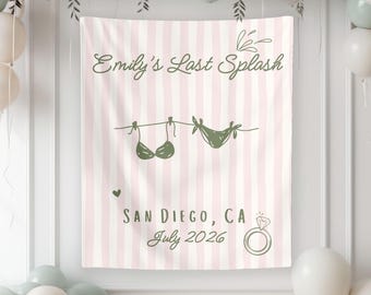 Personalized Last Splash Bachelorette Banner - Custom Lake Bachelorette Backdrop Bridal Shower Tapestry