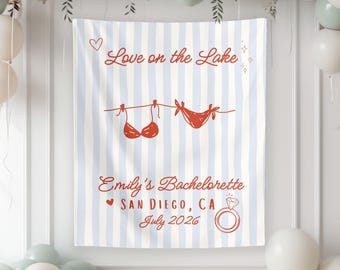 Personalized Love on the Lake Bachelorette Banner - Custom Lake Bachelorette Backdrop Bridal Shower Tapestry