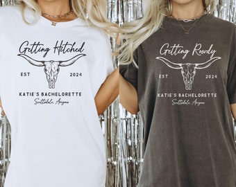 Last Rodeo Bachelorette Shirts Custom Getting Hitched Group Bachelorette Shirt Personalized Nashville Bridal Party TShirt Bridesmaid Gifts