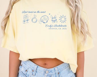 Custom Last Toast on the Coast Bachelorette Party Shirts: Personalized Beach Bridal Party Tshirts