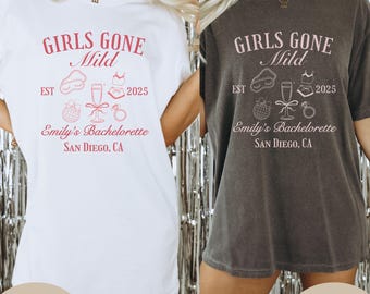 Custom Girls Gone Mild Bachelorette Shirts, Personalized Slumber Sleepover Bachelorette Party Shirt, Spa Wellness Bridal Party Gifts,