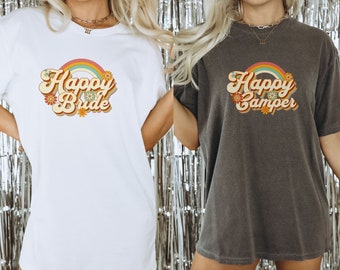 Camp Bachelorette Shirts Retro Camp Theme Bridal Party Gifts Camp Bach Happy Camper Group TShirt Lake Bachelorette Camping Bridal Shower