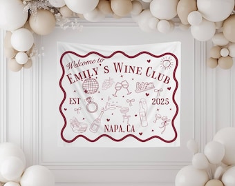 Personalized Vino Before Vows Bachelorette Tapestry Custom Winery Bachelorette Banner Decoration Wine Bridal Shower Custom Backdrop