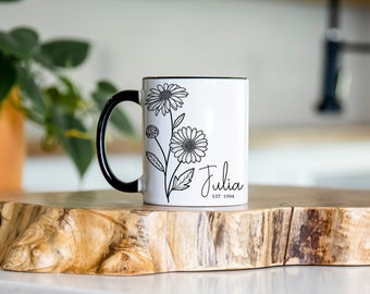 Birth Flower Mug Personalized, Birth Flower Gifts, Birthday Gift for Friend, Birth Flower Gift Ideas, Birth Flower Coffee Mug