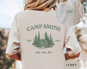 Vintage Custom Camp Bachelorette Shirts, Personalized Camping Bachelorette Party Tshirts, Retro Mountain Bride Tee, Lake Themed Bridal Party