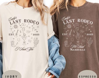 Personalized Last Rodeo Bachelorette Shirts - Custom Comfort Colors Western Bridal Party Tshirts