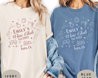 Custom Wine Club Bachelorette Vino Before Vows Custom Winery Bachelorette Personalized Bridal Party Gifts Wine Bridal Party Group Shirts