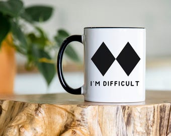 Funny Skiing Mug, Double Black Diamond Coffee Cup, Gift for Ski Lover, Ski Snowboard Gift, Mothers Day Gift, Winter Sport Birthday Gift