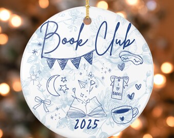 Custom Book Club Ornament Gift - Personalized Ceramic Ornament