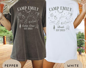 Camp Bachelorette Shirts Custom Camp Bach Bridal Party Gifts Personalized Lake Bachelorette Last Trail Before The Veil Cabin Crew Hiking Tee