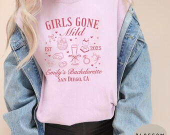 Girls Gone Mild Bachelorette Shirts Custom Spa Bachelorette Party Group Shirt Personalized Sleepover Bridal Party Bridesmaid Gifts