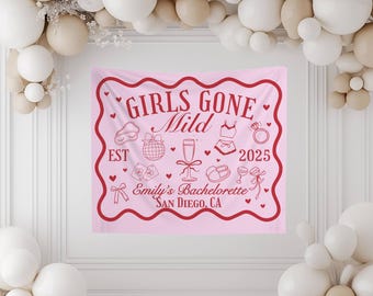 Girls Gone Mild Bachelorette Custom Tapestry Personalized Bachelorette Banner Sleepover Bachelorette Backdrop Bridal Shower Decor