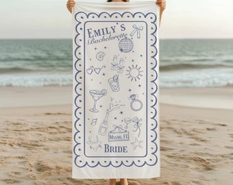 Custom Coastal Bachelorette Beach Towels - Personalized Party Pool Towel Bridal Party Gifts