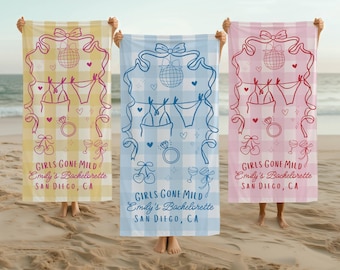 Custom Bachelorette Beach Towels: Personalized Girls Gone Mild Bridal Party Gifts