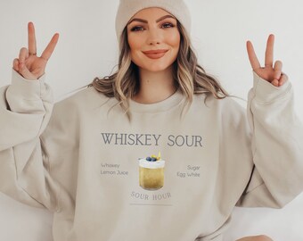 Whiskey Sour Hour Sweatshirt - Cocktail Crewneck Christmas Gift