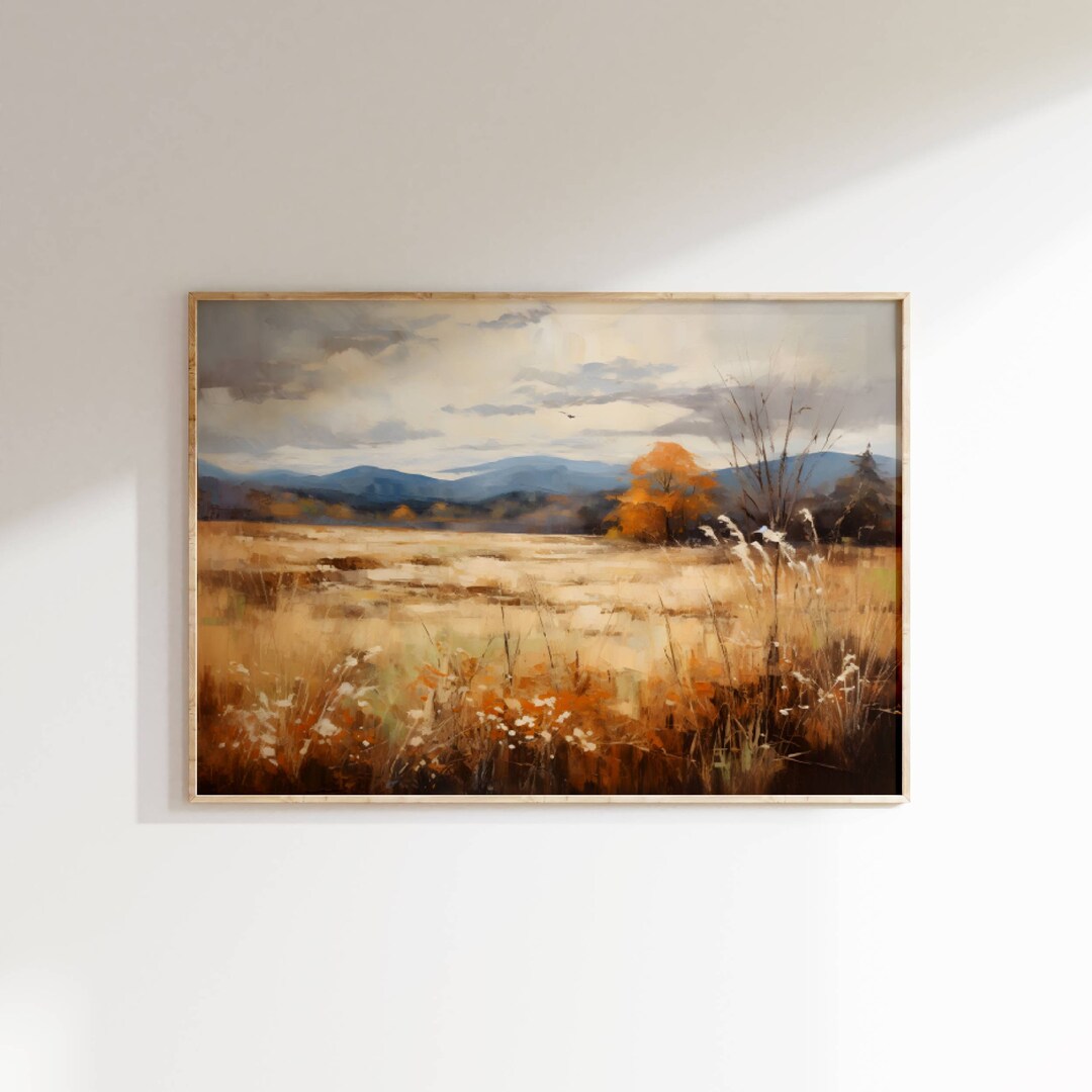 Vintage Farmhouse Wall Art, Autumn Wildflowers Print, Fall Decor