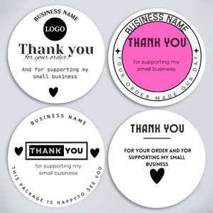 Paquete de pegatinas de agradecimiento, inserciones de embalaje para pequeñas empresas, agradecimiento editable por pedido, logotipo, suministros