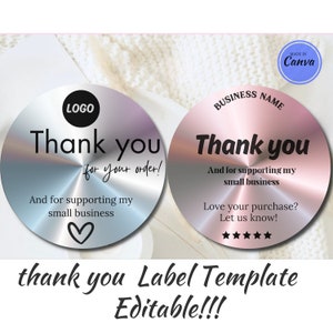 Inserciones de embalaje para pequeñas empresas, agradecimiento editable, tarjeta de agradecimiento imprimible, paquete de pegatinas de agradecimiento, plantilla de Canva
