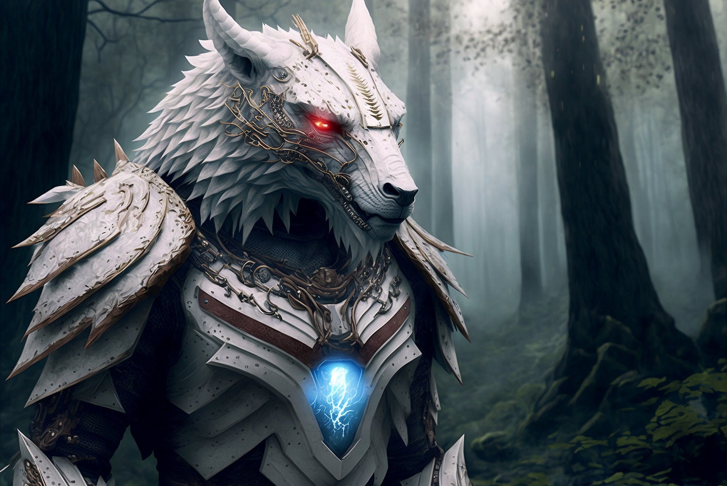 White Armored Werewolf in the Forest 4K Image - Etsy UK