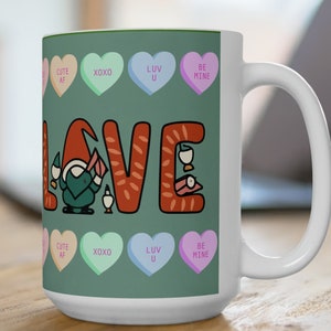Liebe und Zwerge Kaffeebecher | Weiße Keramik-Tasse, 15 oz | C-Griff für Komfort | Blei und BPA frei