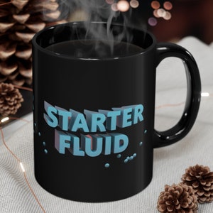 スターターフルイド」 - セラミック 11 オンス ブラック コーヒーマグ