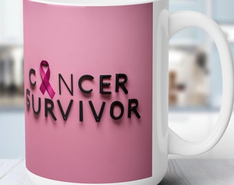 Taza para sobreviviente de cáncer - 15 oz, sin plomo ni BPA - ¡Muestre su fuerza con estilo! / Taza de Cerámica 15oz