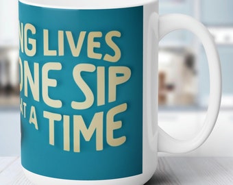Regalo para trabajadores de la salud: Taza de café de cerámica blanca, 15 oz, sin plomo ni BPA, con mango en forma de C, apta para microondas y lavavajillas