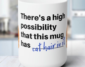 Taza de café de cerámica blanca para amantes de los gatos - 15 oz - Esquinas redondeadas, mango en C - Sin plomo ni BPA
