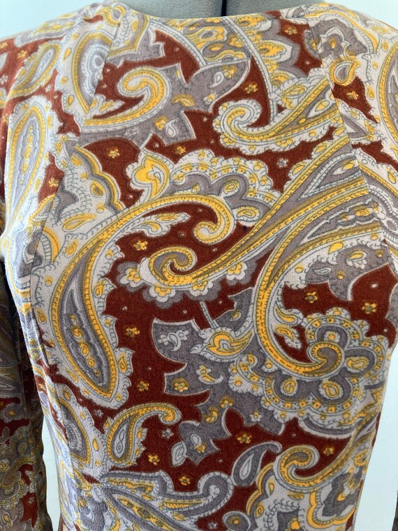 1970s Paisley Knit Drop Waist Dress - image 4