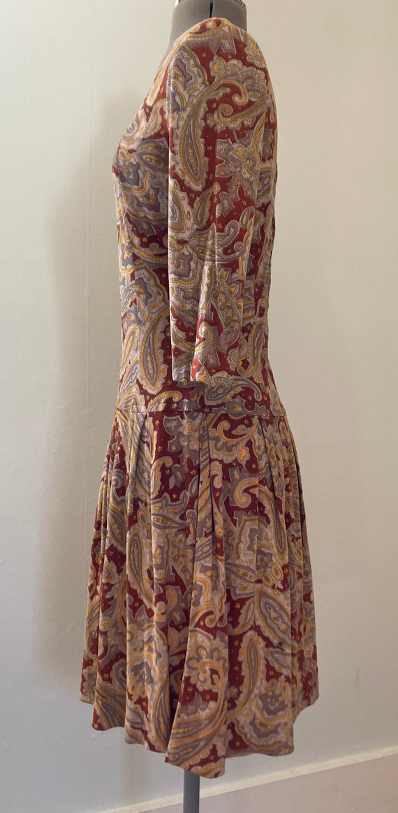 1970s Paisley Knit Drop Waist Dress - image 2