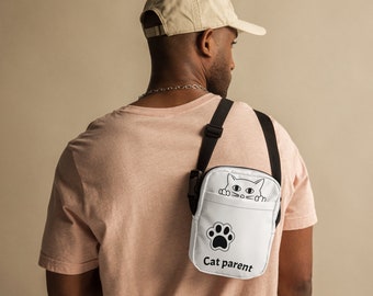 Utility crossbody bag for cat lovers, cat parent side bag, small bags for all ages, unisex cat mom and cat dad bag.