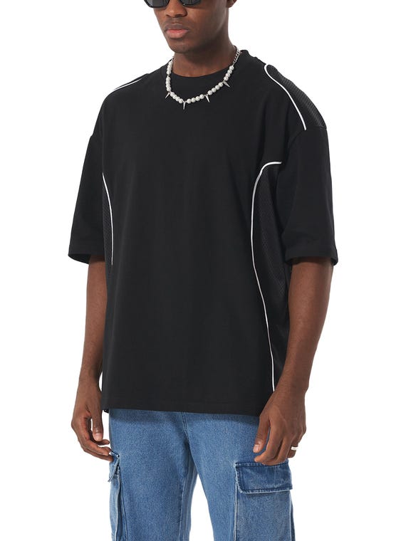 Contrast Piped Panel T-Shirt